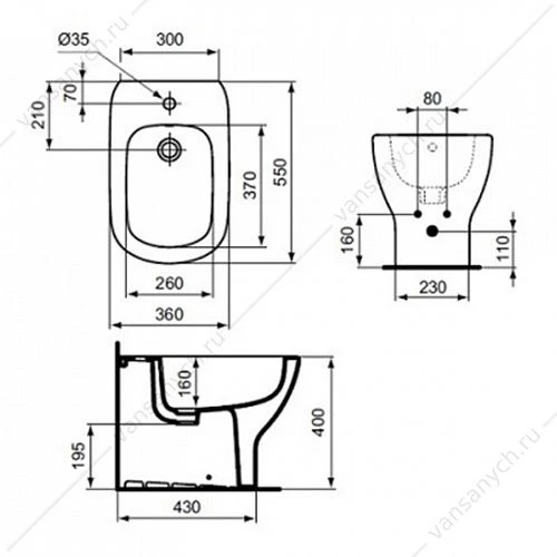 Биде напольное Tesi Ideal Standard