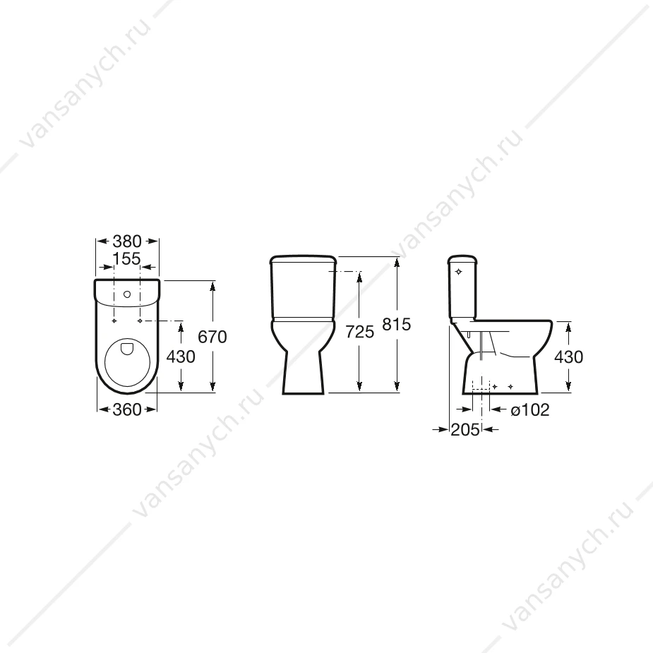 Унитаз-компакт ROCA Access с сиденьем микролифт, косой выпуск 34P23900Y