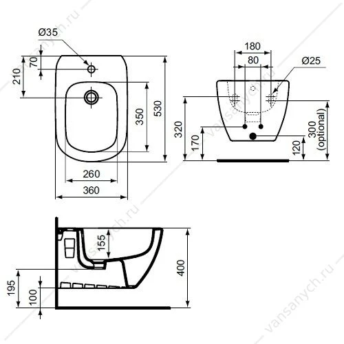 Биде подвесное Tesi Ideal Standard