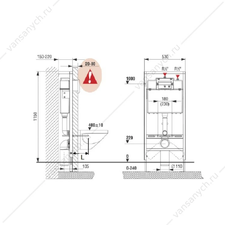 Комплект Meridian 893104110 подвесной унитаз + инсталляция + кнопка + сиденье
