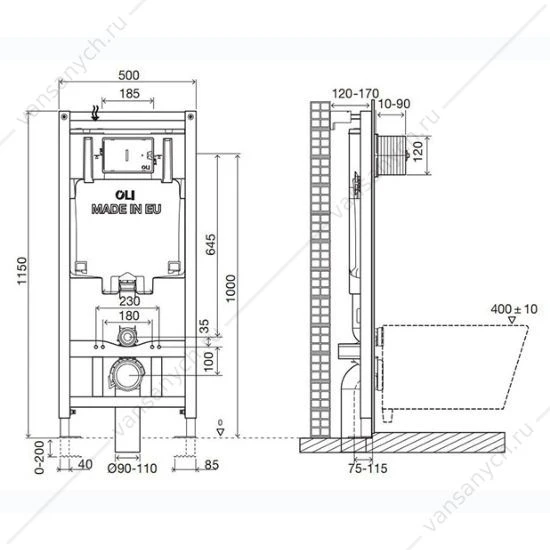 Инсталляция OLI 80 (0500*1150*0120), механическая