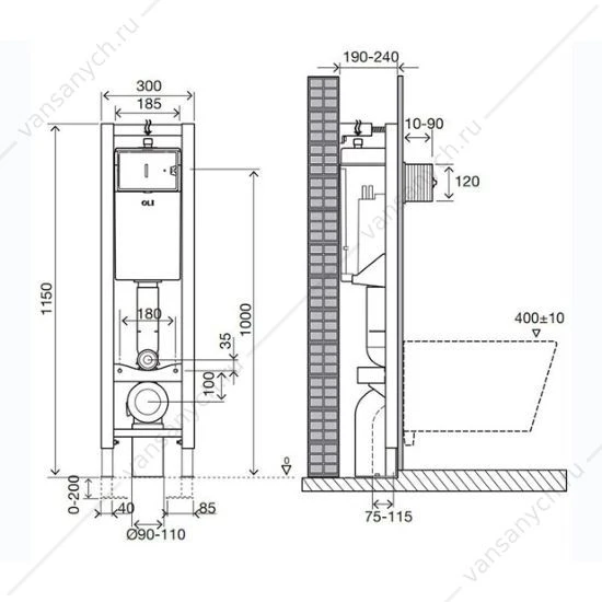 Инсталляция QUADRA Sanitarblock (0300*1150*0180), механическая