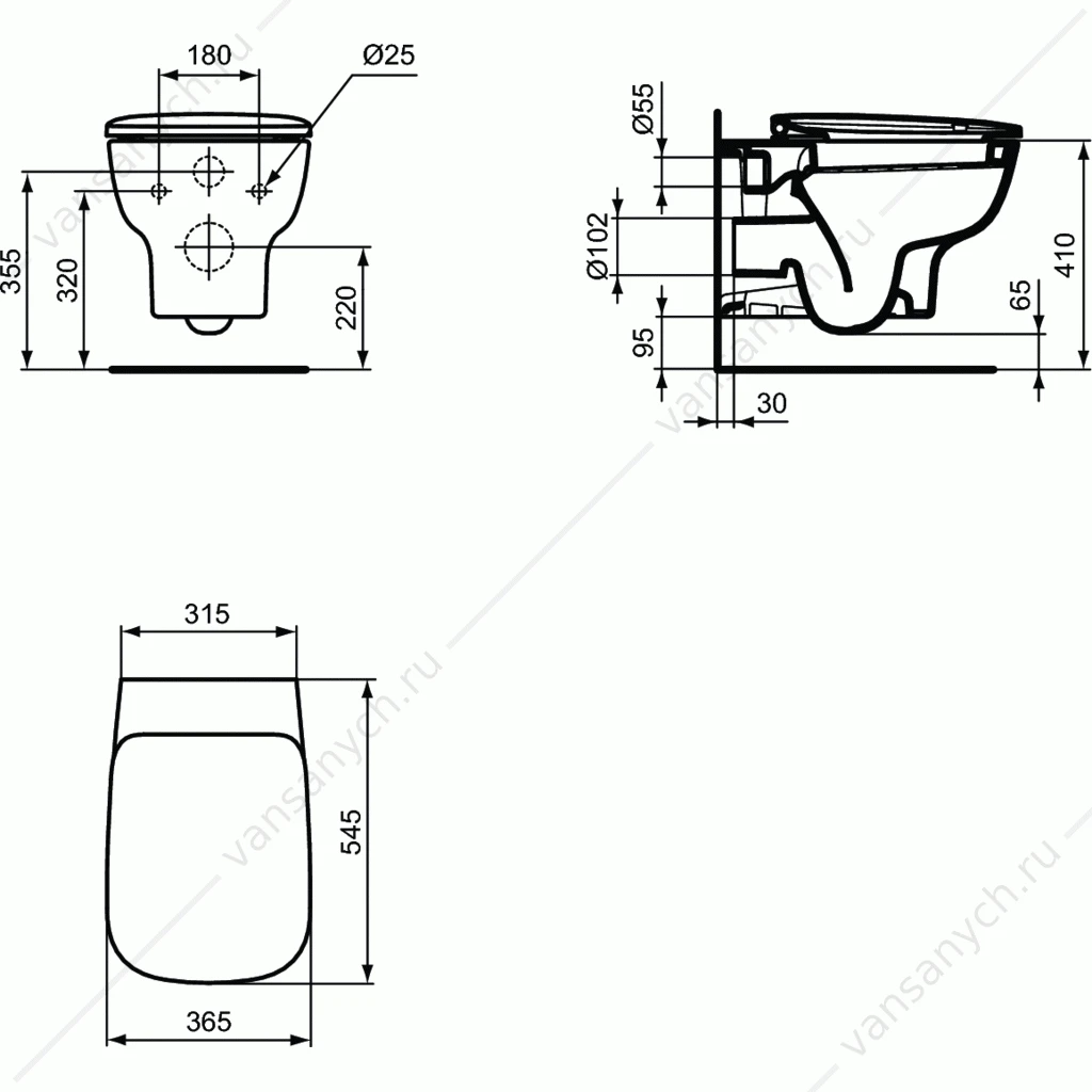 Комплект 4 в 1: инсталляция PROSYS™ R020467 с кнопкой, унитаз безободковый ESEDRA T386001+сиденье