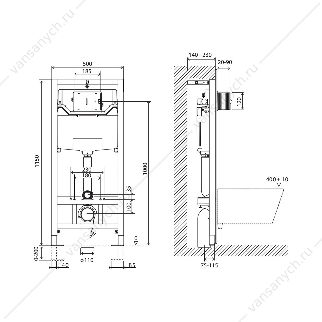 Инсталляция BelBagno 120 для подвесного унитаза BB001-120