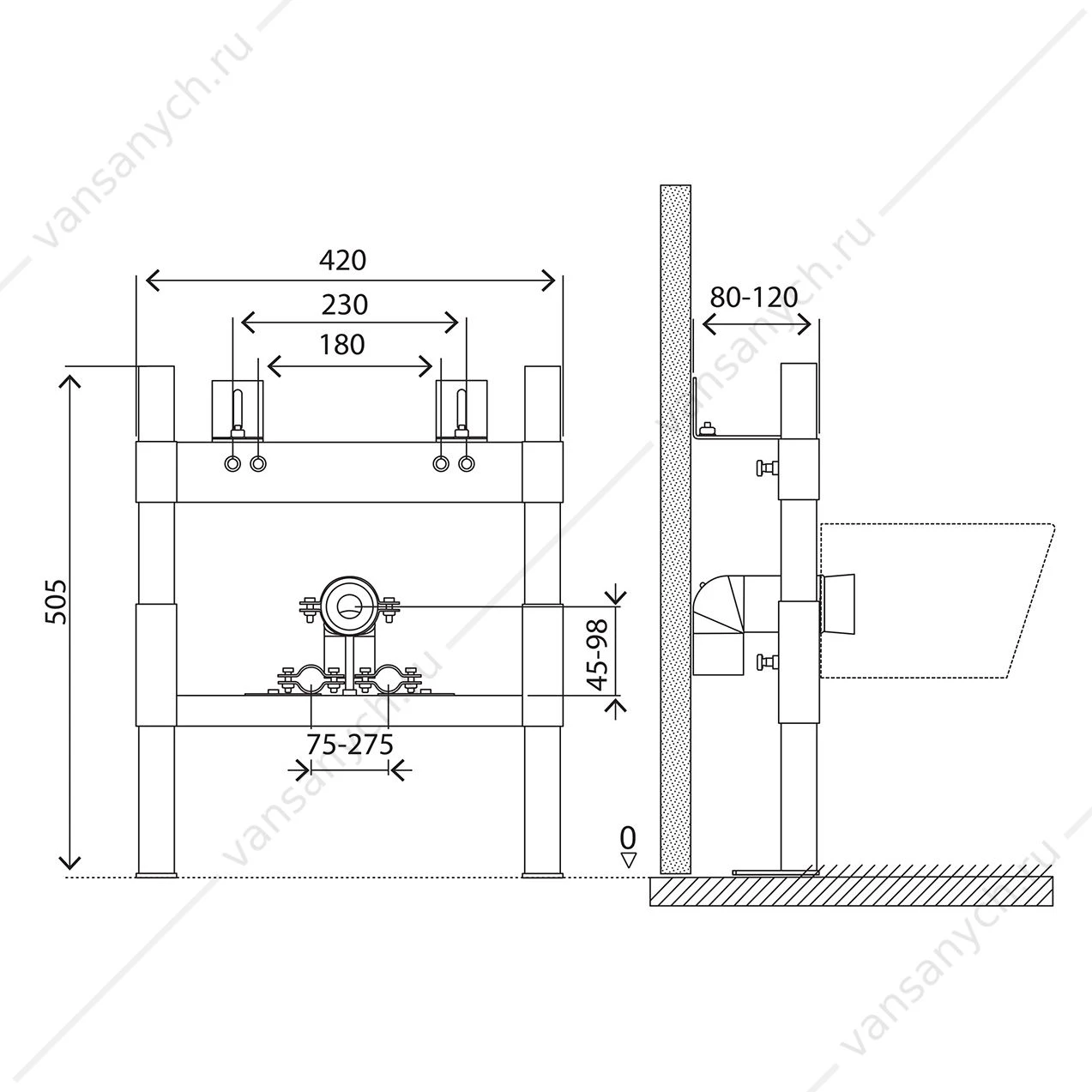 Инсталляция BelBagno BD для биде с крепежем BB024-BD