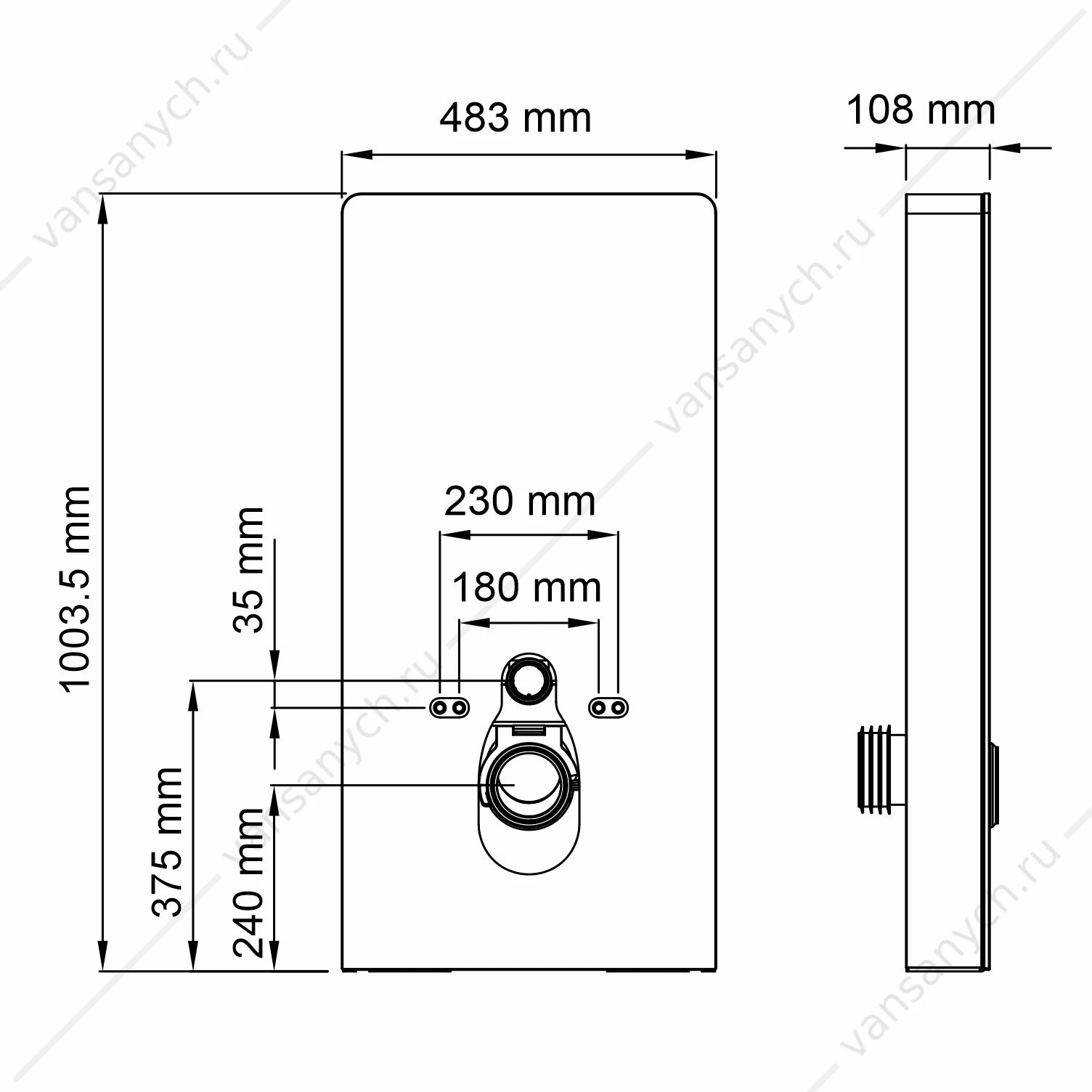 Пристенный модуль системы инсталляции для унитазов Naab 86TLT.040.SE.BL черный
