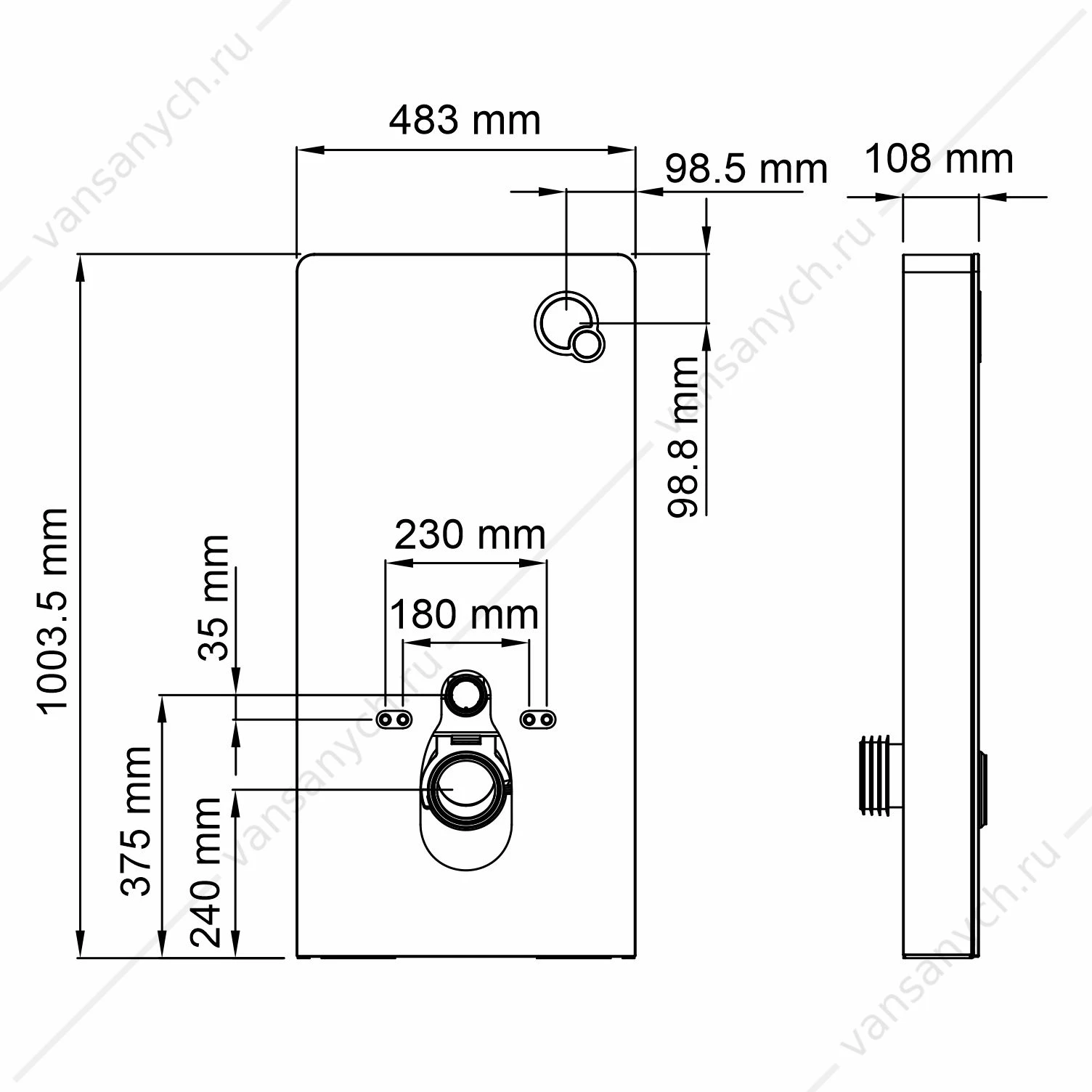 Пристенный модуль системы инсталляции для унитазов Naab 86TLT.040.PE.WH белый