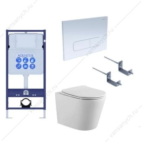 Унитаз с инсталляцией SET AQUATEK ВЕГА cmp-013 (инсталляция, подвесной унитаз, сиденье, клавиша, крепеж)