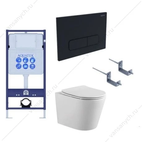 Унитаз с инсталляцией SET AQUATEK ВЕГА cmp-017 (инсталляция, подвесной унитаз, сиденье, клавиша, крепеж)