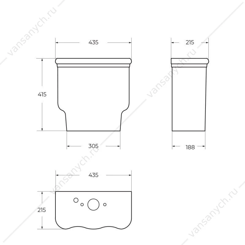 Бачок унитаза-компакт BELBAGNO BOHEME P-TRAP горизонт. выпуск BB115T