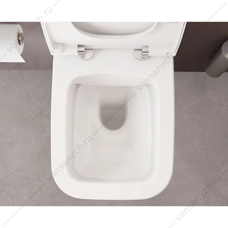 Комплект: безободковый унитаз Zentrum Square, SmoothFlush, c сиденьем микролифт, инсталляция, кнопка Root Square, хром глянцевый