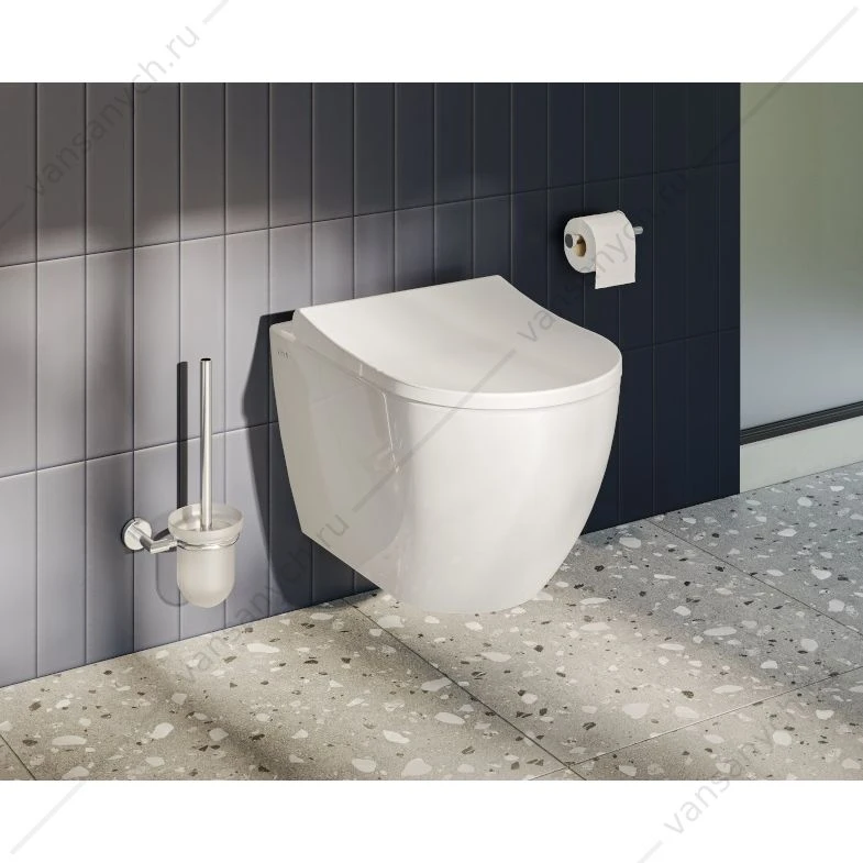 Комплект: безободковый унитаз Mia Round, SmoothFlush, c сиденьем микролифт, инсталляция, кнопка Root Round, хром глянцевый