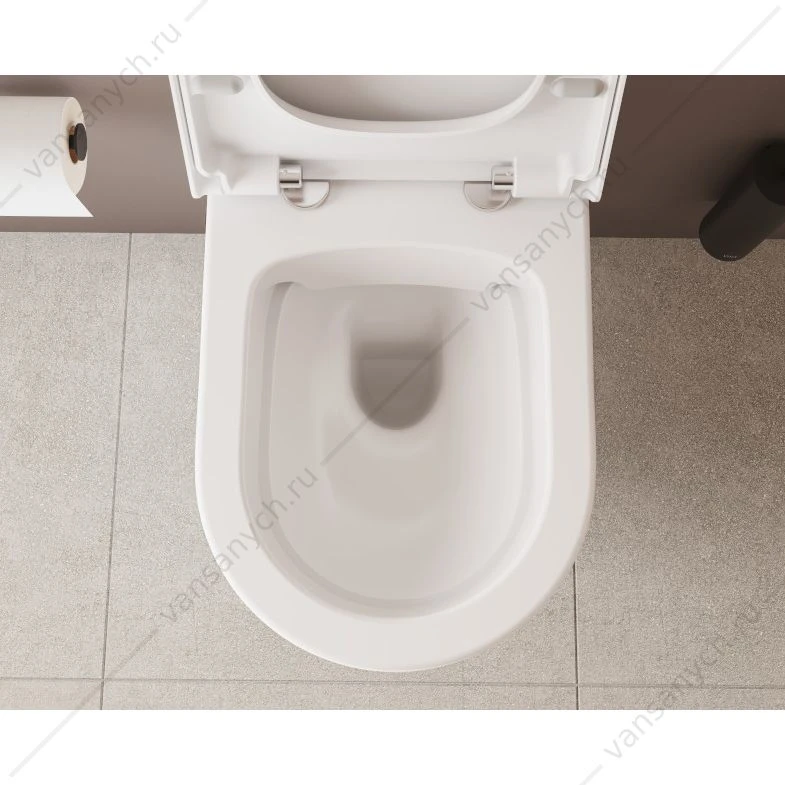 Комплект безободковый унитаз Sanibelle, SmoothFlush, c сиденьем микролифт, инсталляция, кнопка Root Round, хром глянцевый