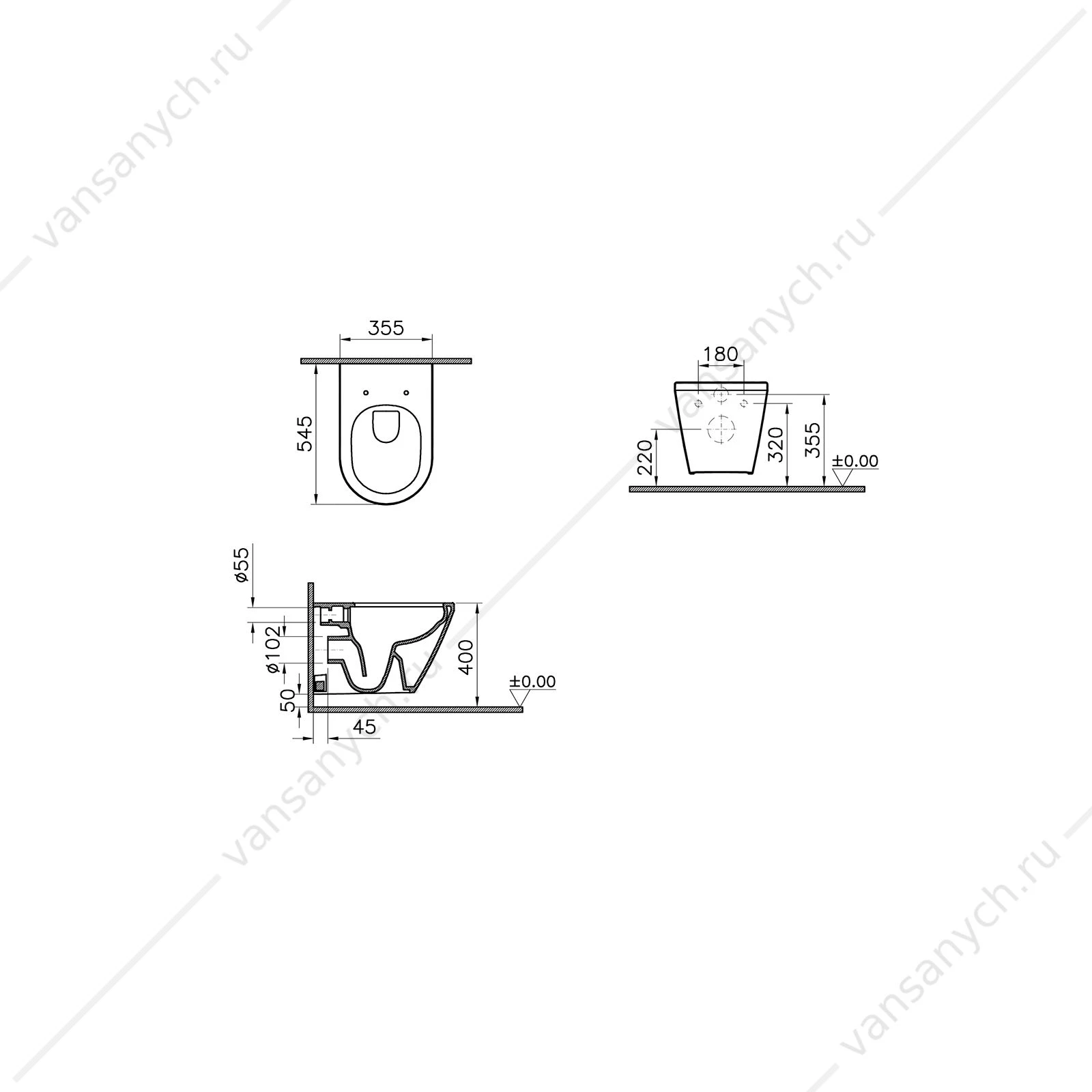 Унитаз безободковый Integra Round подвесной, белый, 7041B003-0075