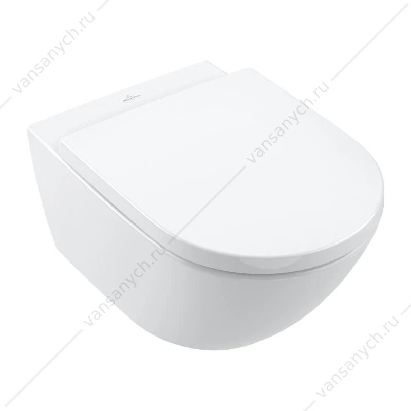 Унитаз безободковый Villeroy & Boch SUBWAY 3.0 с сиденьем (микролифт, быстросъем) 4670TS01 комбипак, подвесной