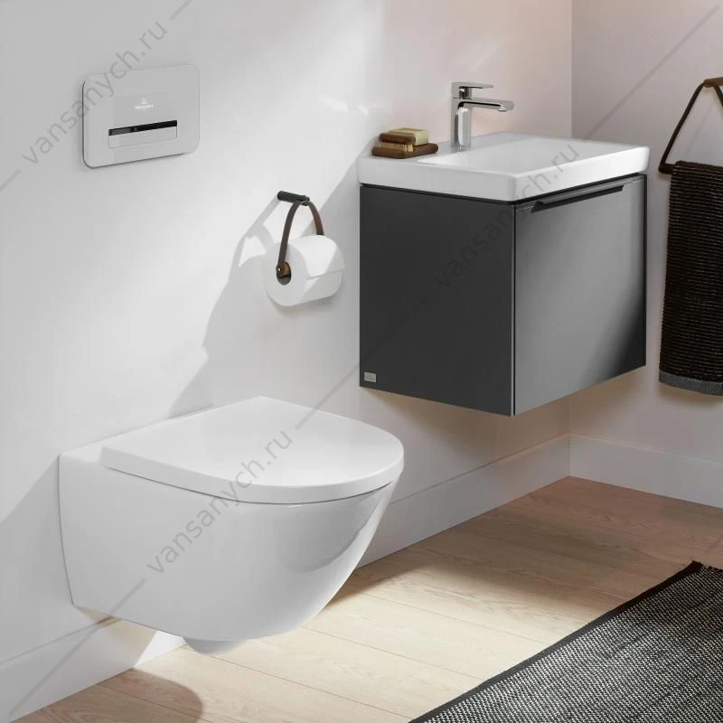 Унитаз безободковый Villeroy & Boch SUBWAY 3.0 с сиденьем (микролифт, быстросъем) 4670TS01 комбипак, подвесной