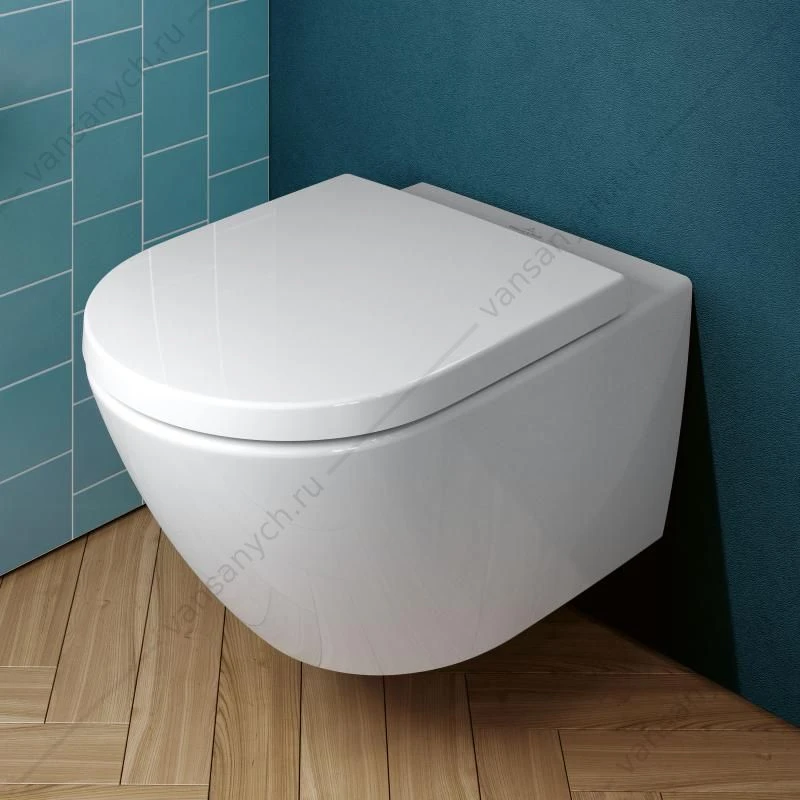 Унитаз безободковый Villeroy & Boch SUBWAY 3.0 с сиденьем (микролифт, быстросъем) 4670TS01 комбипак, подвесной