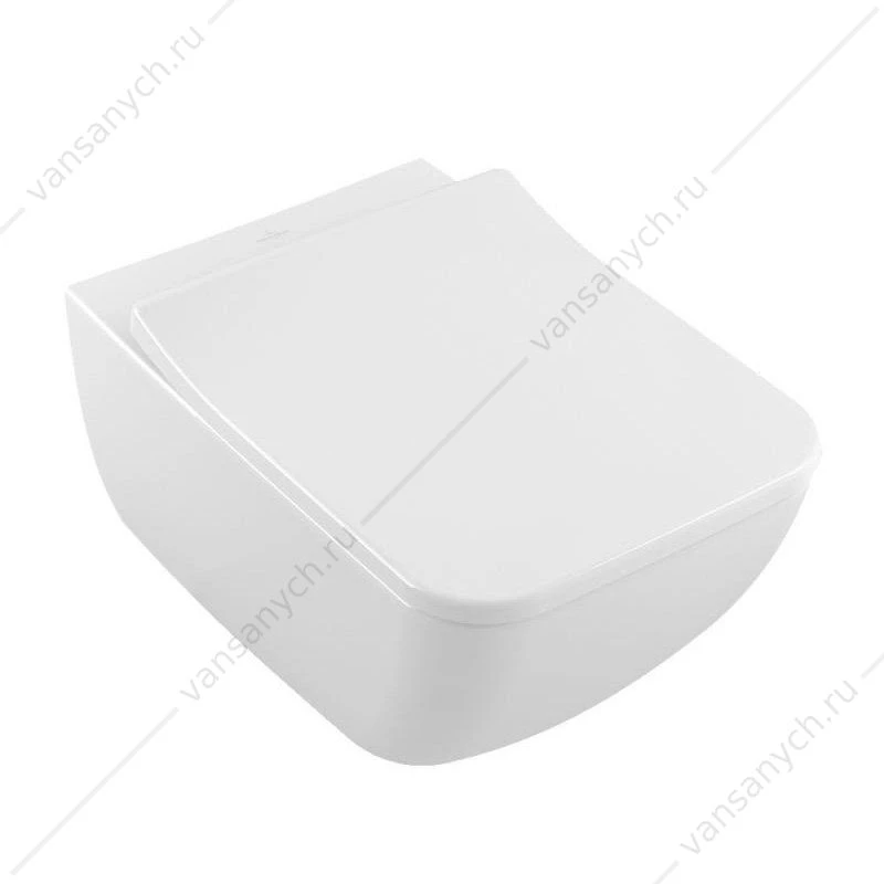 Унитаз безободковый Villeroy & Boch VENTICELLO с сиденьем микролифт, быстросъем, 4611RS01 комбипак, подвесной