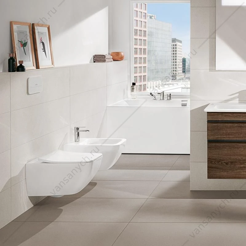 Унитаз безободковый Villeroy & Boch VENTICELLO с сиденьем микролифт, быстросъем, 4611RS01 комбипак, подвесной