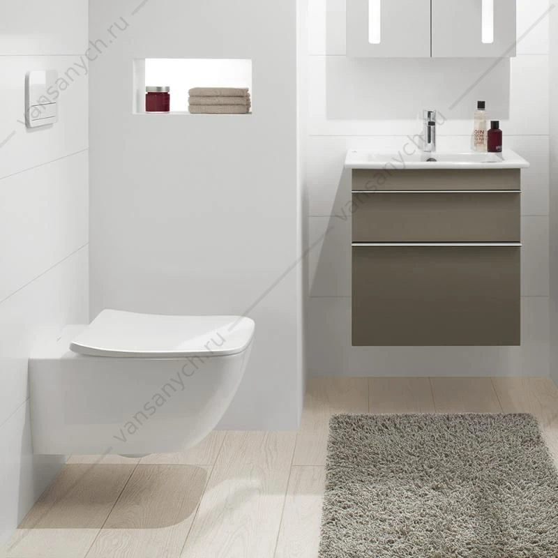 Унитаз безободковый Villeroy & Boch VENTICELLO с сиденьем микролифт, быстросъем, 4611RS01 комбипак, подвесной