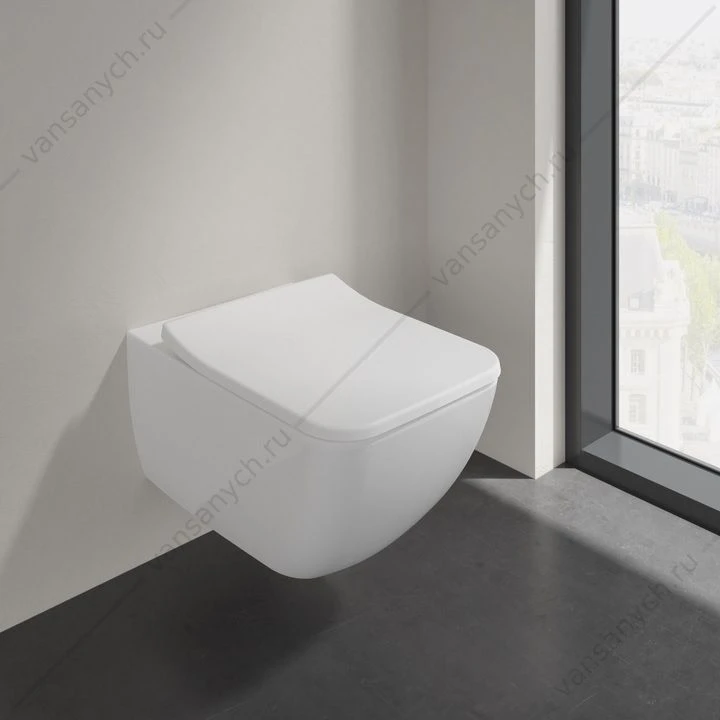 Унитаз безободковый Villeroy & Boch VENTICELLO с сиденьем микролифт, быстросъем, 4611RS01 комбипак, подвесной