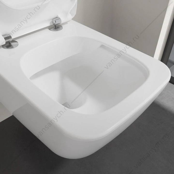 Унитаз безободковый Villeroy & Boch VENTICELLO с сиденьем микролифт, быстросъем, 4611RS01 комбипак, подвесной