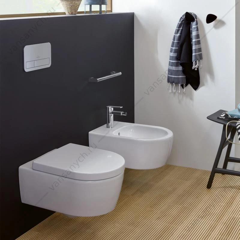 Унитаз безободковый Villeroy & Boch AVENTO с сиденьем микролифт, быстросъем, 5656HR01, комбипак, подвесной
