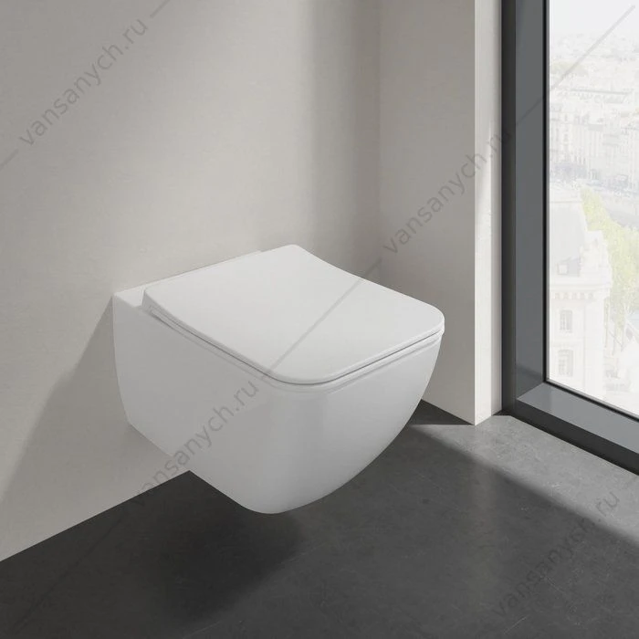 Унитаз безободковый Villeroy & Boch VENTICELLO с сиденьем микролифт комбипак подвесной 4611RL01