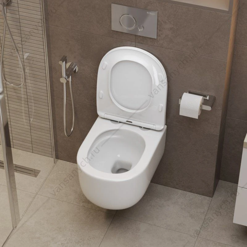 Унитаз безободковый BELBAGNO SOFT-TOR смыв TORNADO, подвесной белый BB084CH-TOR