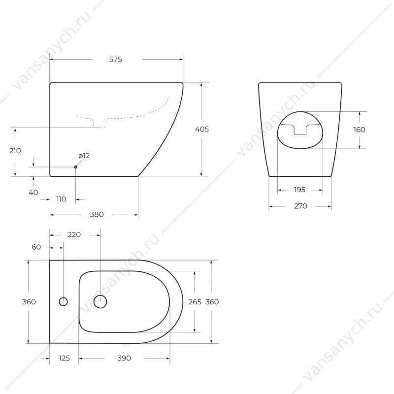 Биде напольное BELBAGNO SFERA-R белый BB2141B