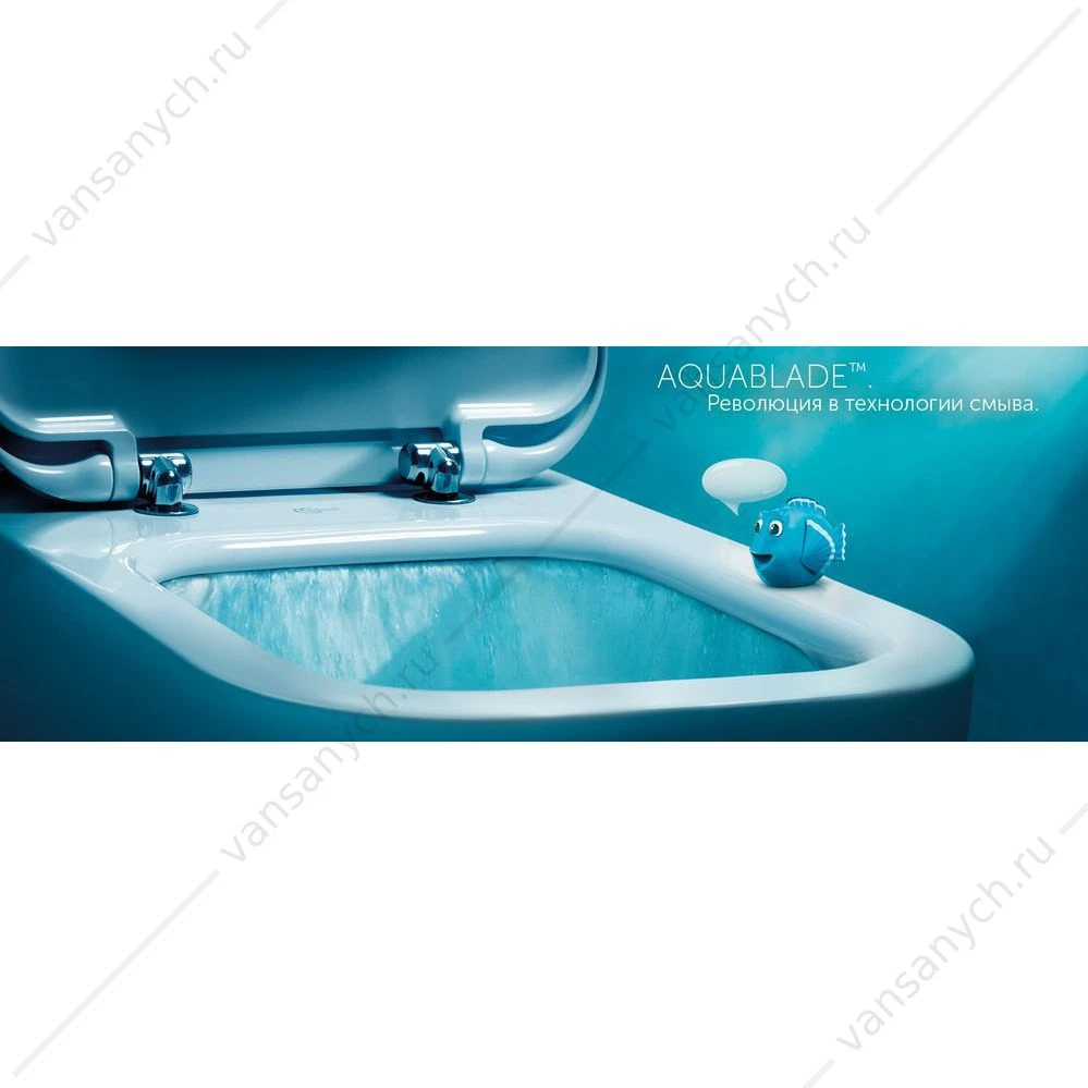 Унитаз безободковый Tesi AquaBlade с тонким сиденьем микролифт