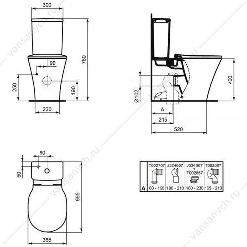 Унитаз безободковый Ideal Standard Connect Air сиденье микролифт E013701+E073401