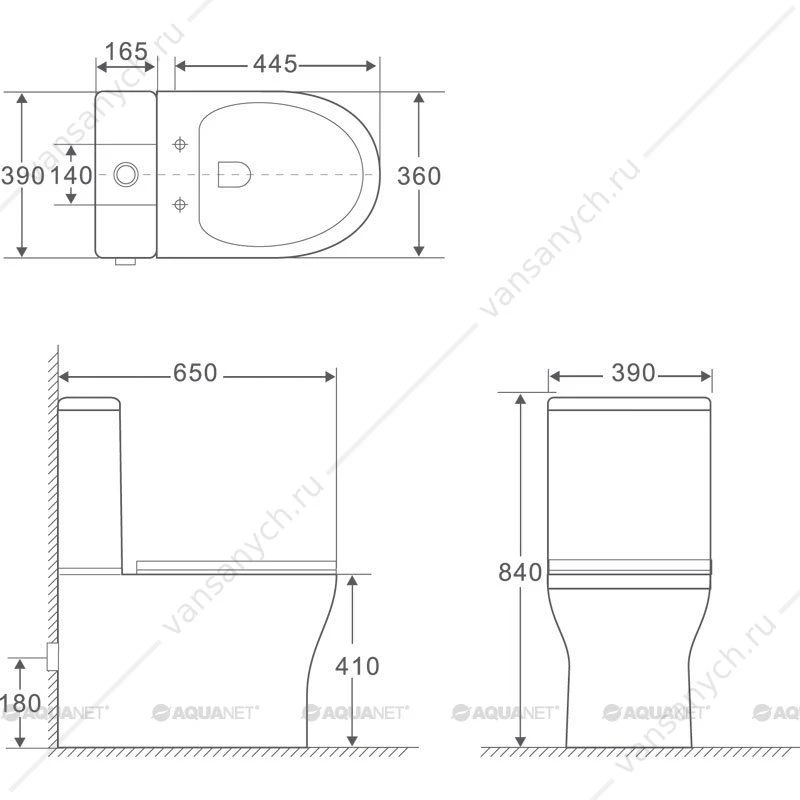 Унитаз безободковый Aquanet Rimless Cube-C сиденье микролифт