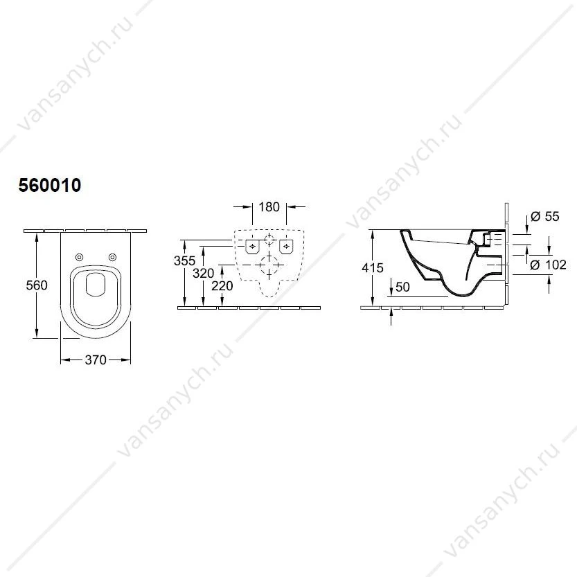 Унитаз подвесной VILLEROY & BOCH Subway 2.0, цвет weiss alpin, 56001001P