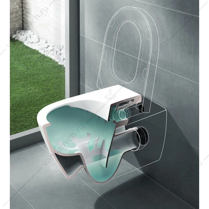 Унитаз безободковый с сиденьем, подвесной VILLEROY & BOCH Subway 2.0, 5614R201