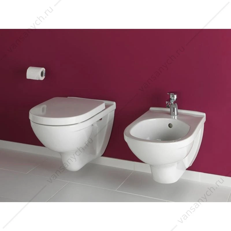 Унитаз с сиденьем безободковый VILLEROY & BOCH O.Novo,  сиденье быстросъем, микролифт,  weiss alpin, 5660HR01