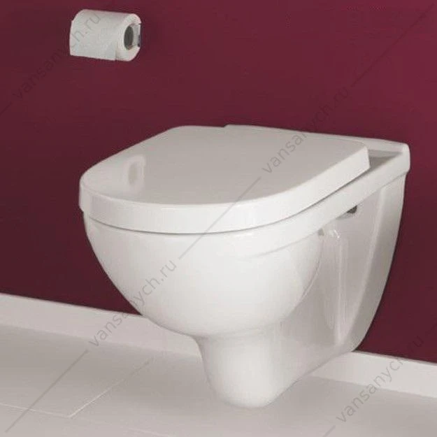 Унитаз с сиденьем безободковый VILLEROY & BOCH O.Novo, сиденье быстросъем, микролифт,  weiss alpin, Ceramic Plus, 5660HRR1