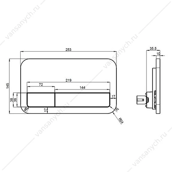 Кнопка смыва VILLEROY & BOCH ViConnect двухрежимная Flush Plate E200, хром 9224 9061