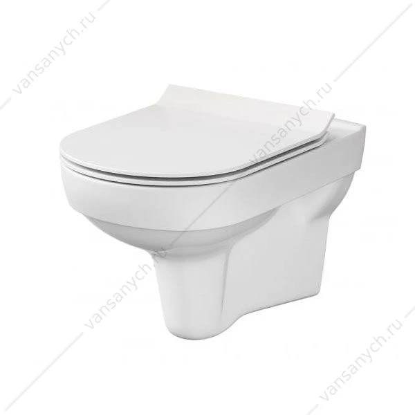 Унитаз безободковый Cersanit. CITY NEW CLEAN ON, сиденье микролифт, тонкое, S-MZ-CITY-COn-S-DL-w