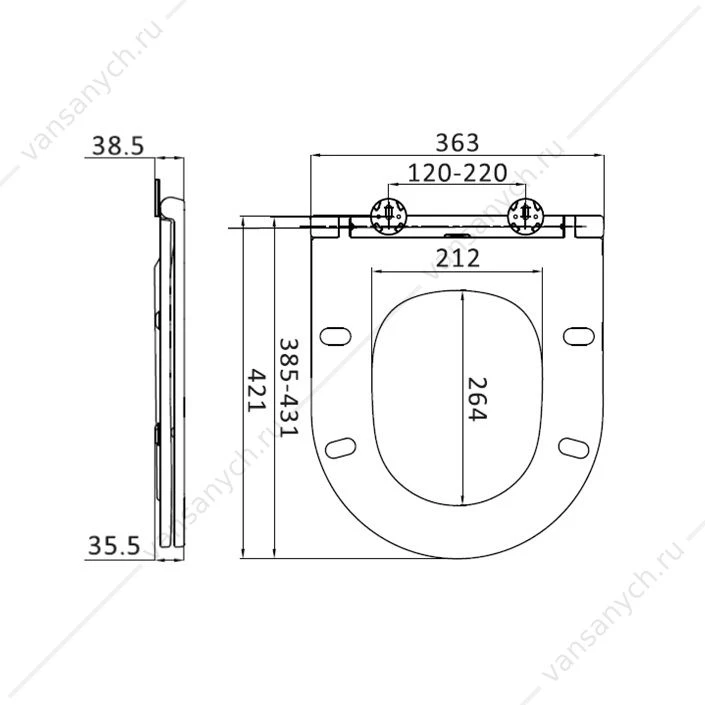 Сиденье для унитаза slim, микролифт, C707857WH AM.PM Spirit V2.0