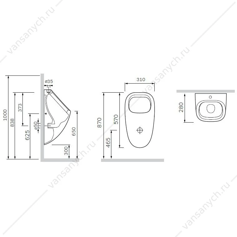 Писсуар, внешний подвод воды C707006WH AM.PM Spirit V2.0