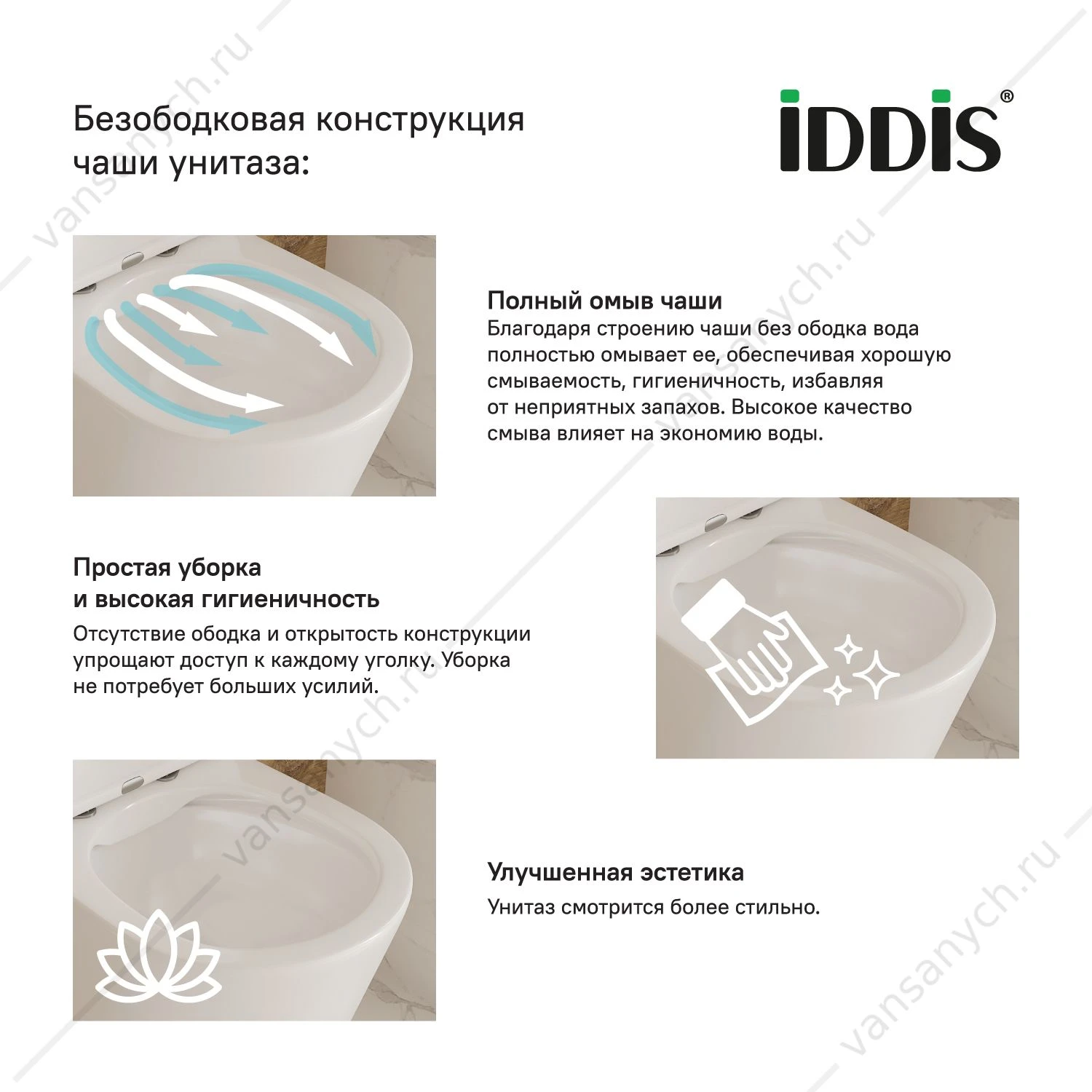 Унитаз подвесной безободковый, IDDIS Bild, BILRDSEi25, белый