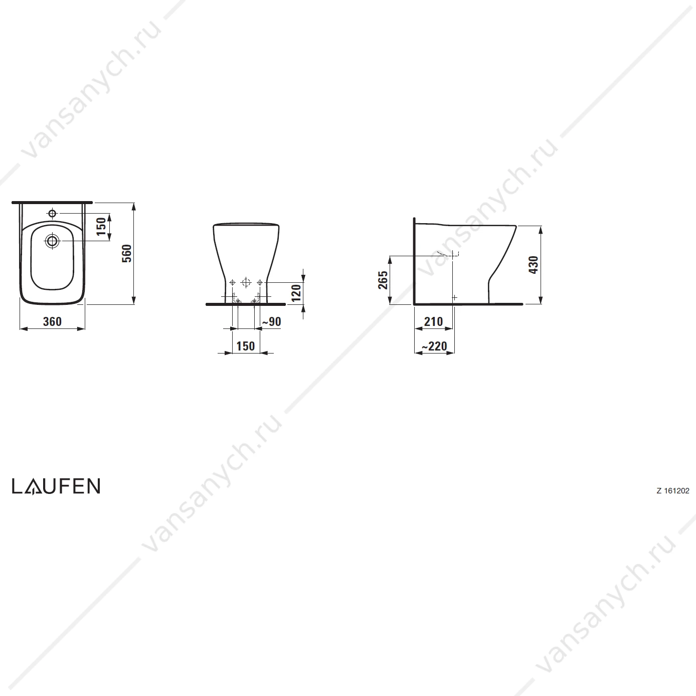 Биде напольное Laufen Palace 8.3270.1.000.302.1
