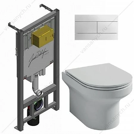 Унитаз c инсталляцией Jacob Delafon Elite, сиденье тонкое микролифт, клавиша хром (E29025+EDX114RU+E4316), E21742RU-00