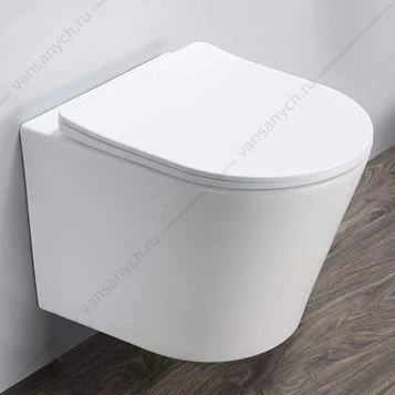 Унитаз безободковый подвесной COMFORTY 105MW, сиденье микролифт тонкое, быстросъёмное, белый матовый