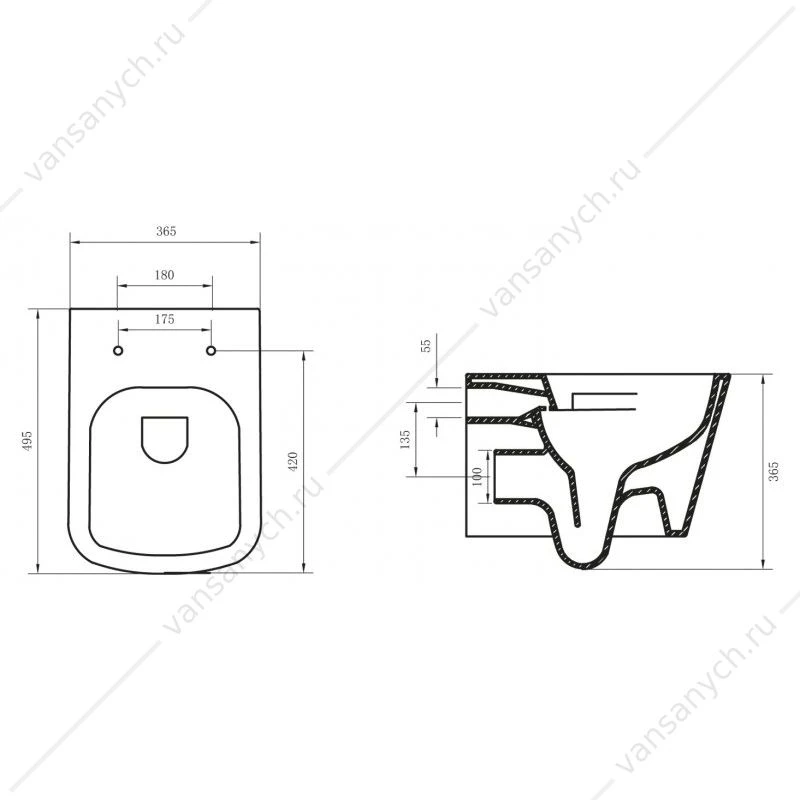 Унитаз безободковый подвесной BELBAGNO ALBANO, белый, BB120CHR