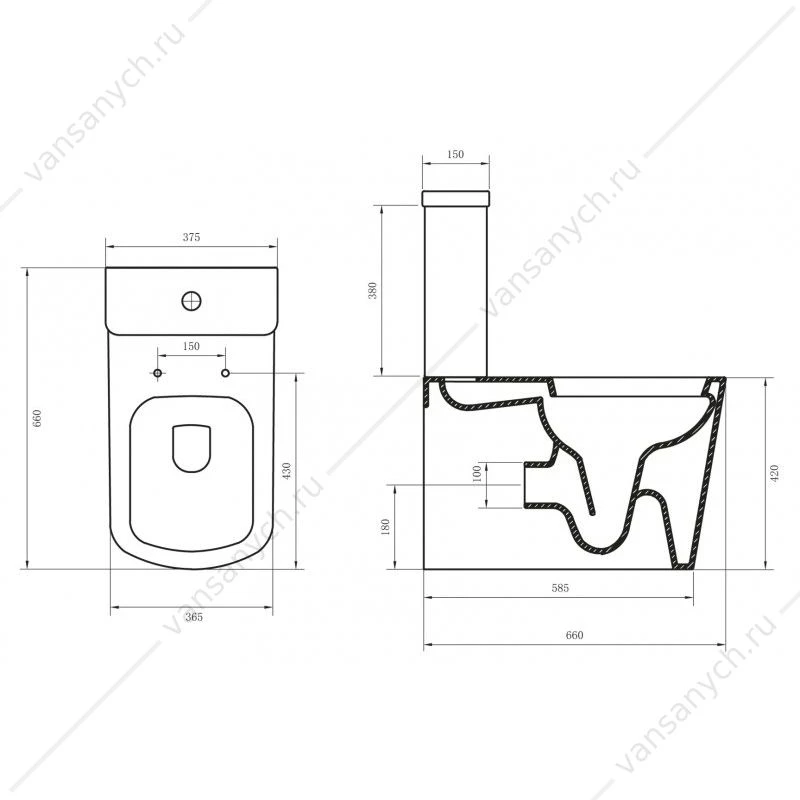 Бачок унитаза-компакт BELBAGNO ALBANO, белый, BB120T