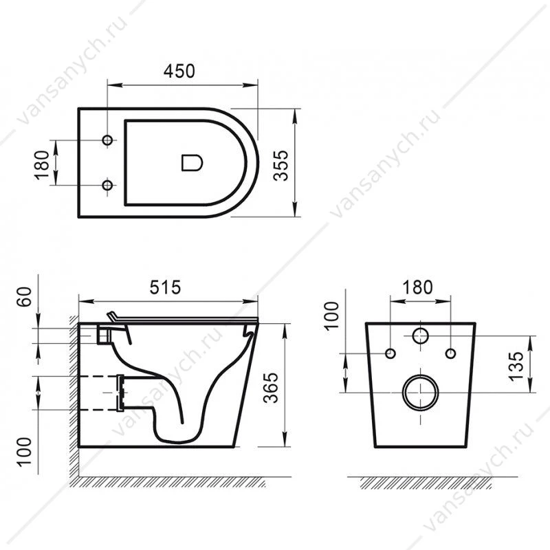 Унитаз безободковый подвесной BELBAGNO FLAY-R , белый, BB053CHR