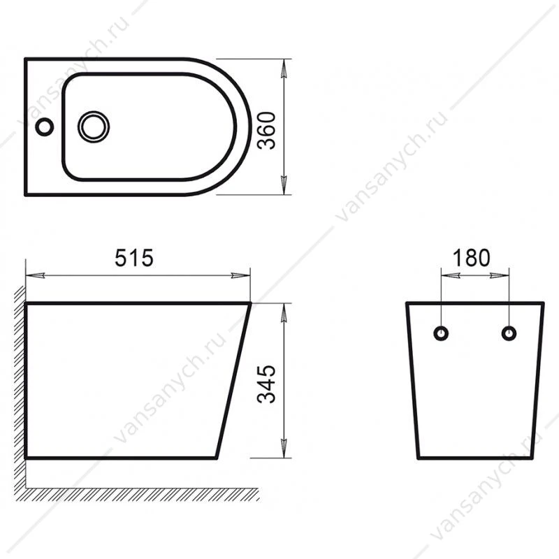 Биде подвесное BELBAGNO FLAY-R, белый, BB053BH