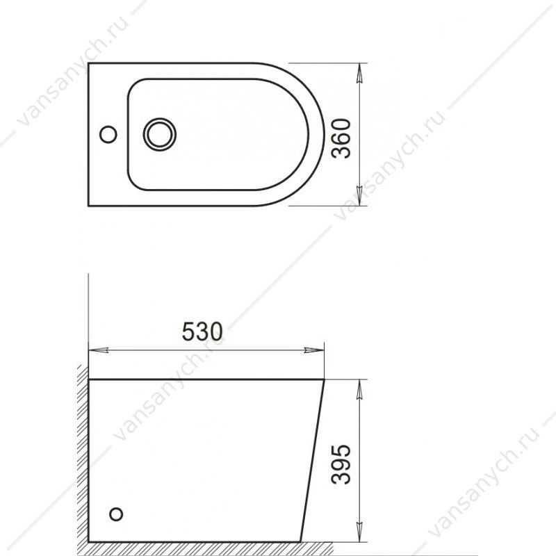 Биде приставное BELBAGNO FLAY-R, белый, BB003B
